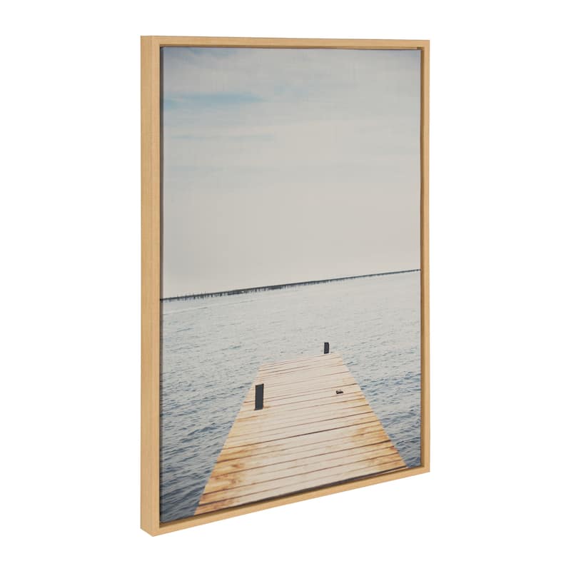 Kate and Laurel Sylvie Standing on Dock Framed Canvas by Laura Evans