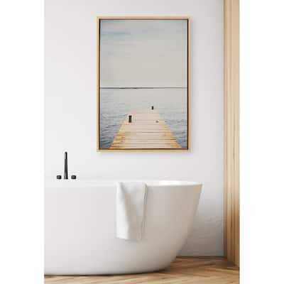 Kate and Laurel Sylvie Standing on Dock Framed Canvas by Laura Evans