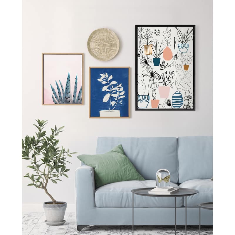 Kate and Laurel Sylvie Succulent in Pink Framed Canvas by Teju Reval