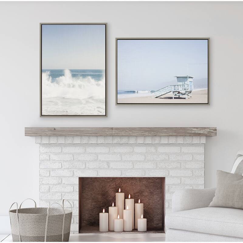Kate and Laurel Sylvie Life Guard Tower Framed Canvas by Caroline Mint