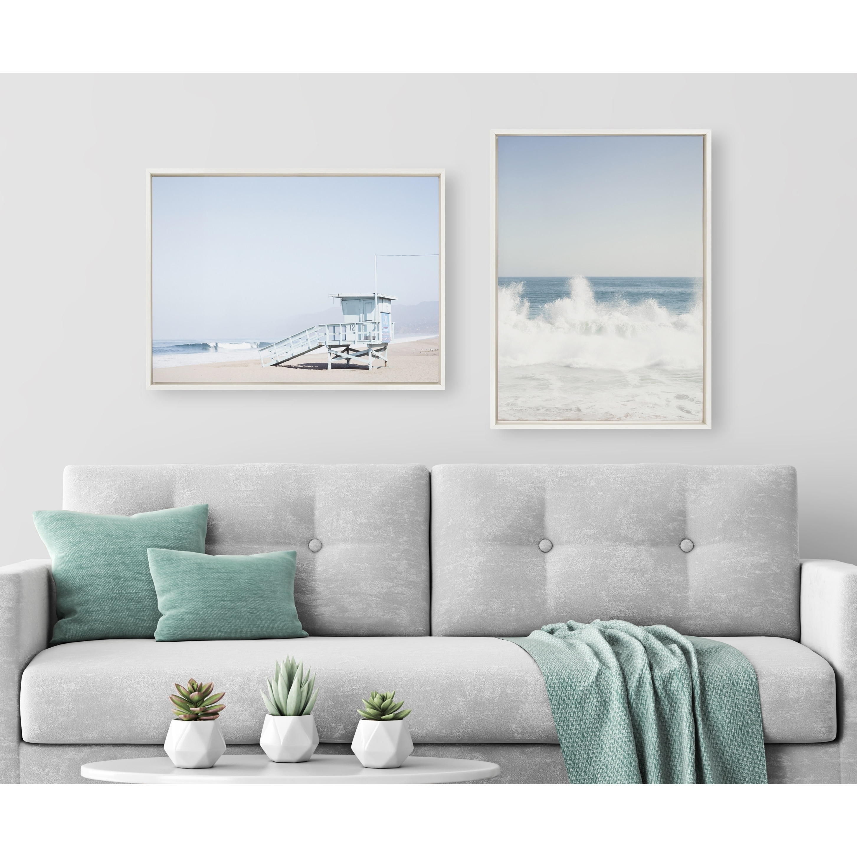 Kate and Laurel Sylvie Life Guard Tower Framed Canvas by Caroline Mint On  Sale Bed Bath  Beyond 30842528
