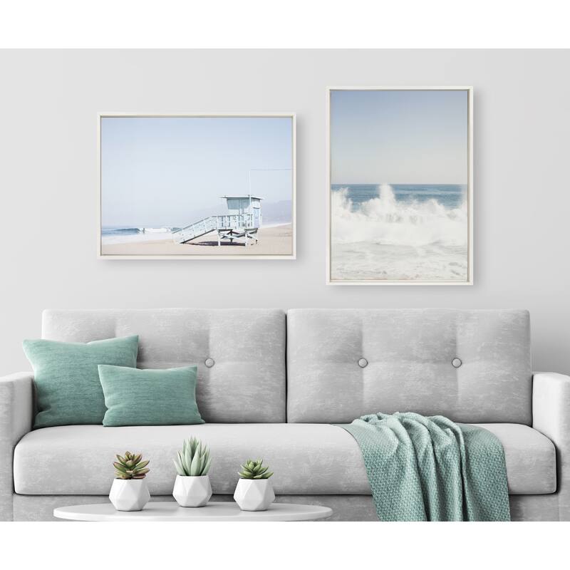 Kate and Laurel Sylvie Life Guard Tower Framed Canvas by Caroline Mint