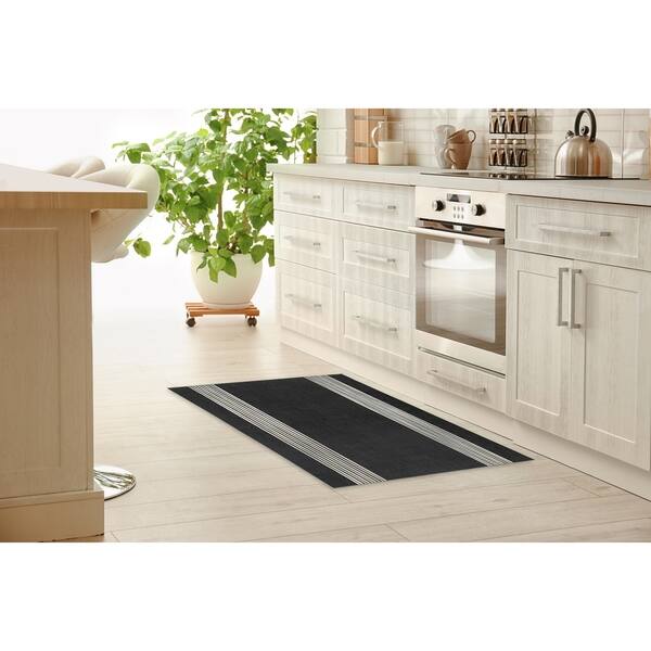 BAND BLACK & WHITE Kitchen Mat by Kavka Designs Overstock 30842792