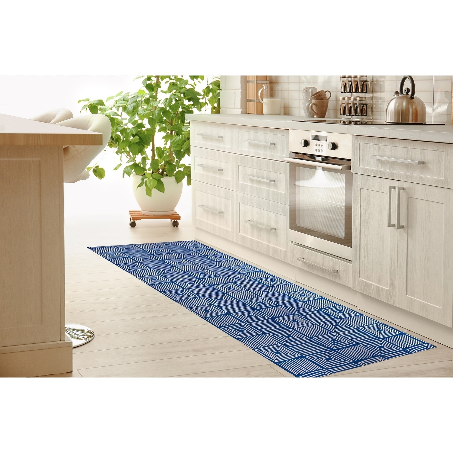 Non Slip, Waterproof Rug - Blue Oasis - Entryway, Kitchen, Bathroom