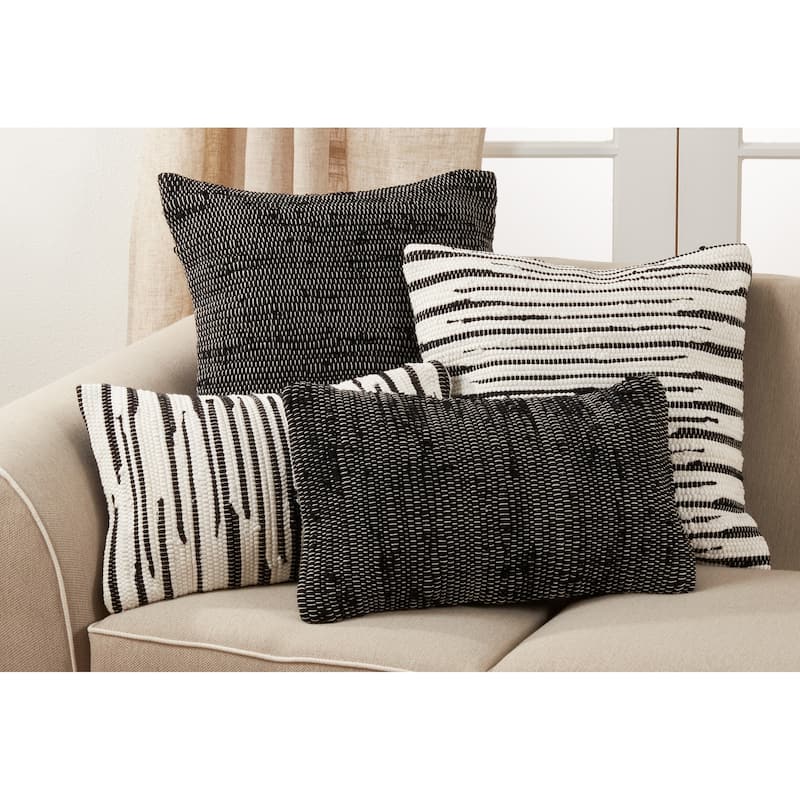 Throw Pillow With Chindi Design - Feather Down - 22"x22"
