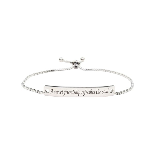 Fully Adjustable Inspirational Slider Bracelet by Pink Box SWEET FRIENDSHIP. Opens flyout.