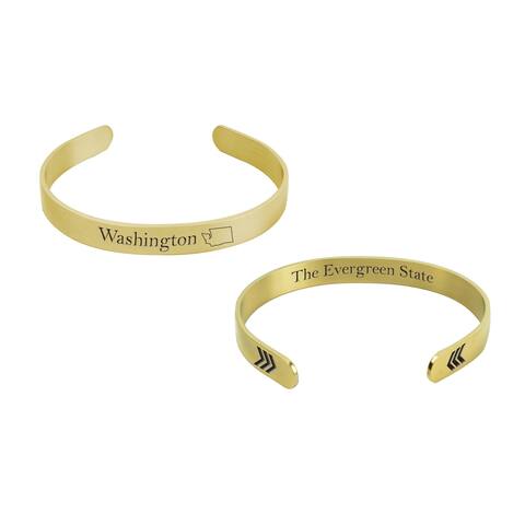 50 States Stainless Steel 8mm Cuffs in Gold by Pink Box Washington Gold