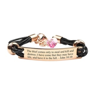 Pink Box Genuine Leather Inspirational Bracelet Rose Gold
