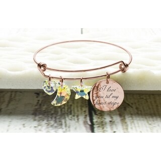 Pink Box Expandable Multi Charm Inspirational Bangles Rose Gold Stay Hungry 