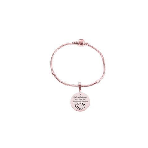 Snake Chain Inspirational Bracelet by Pink Box LOVE BETWEEN MOTHER ROSE GOLD