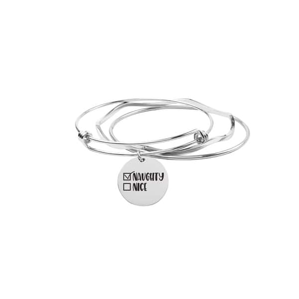 Shop 3 Piece Inspirational Bracelet Set By Pink Box Naughty Silver