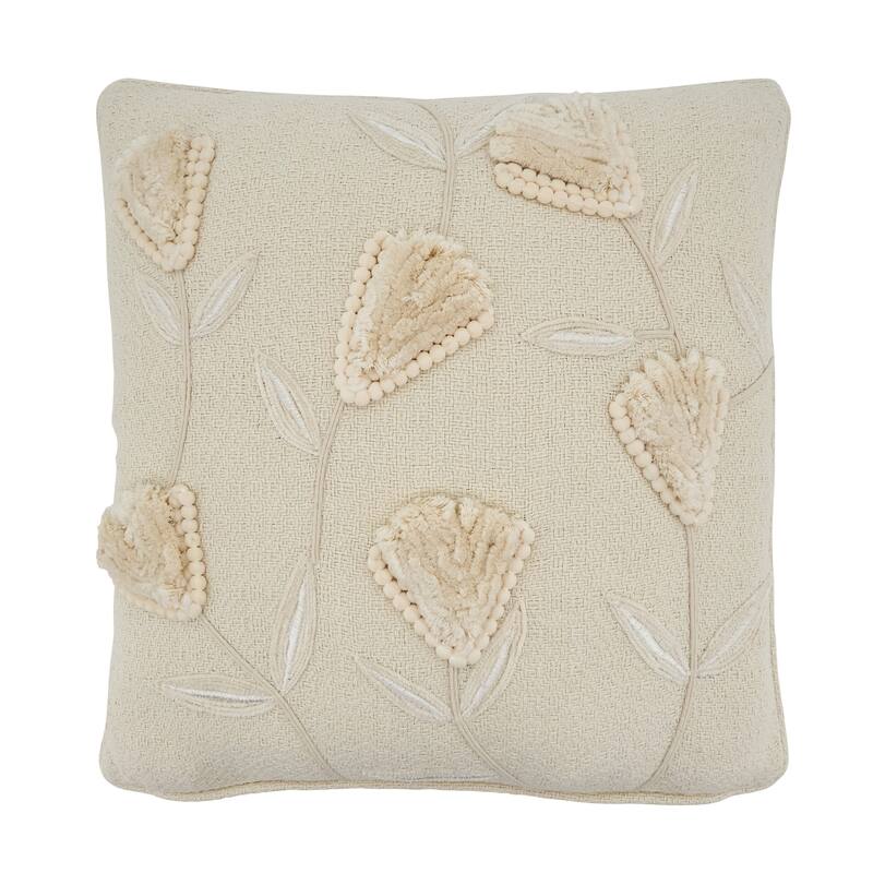 Flowers Applique Design Throw Pillow
