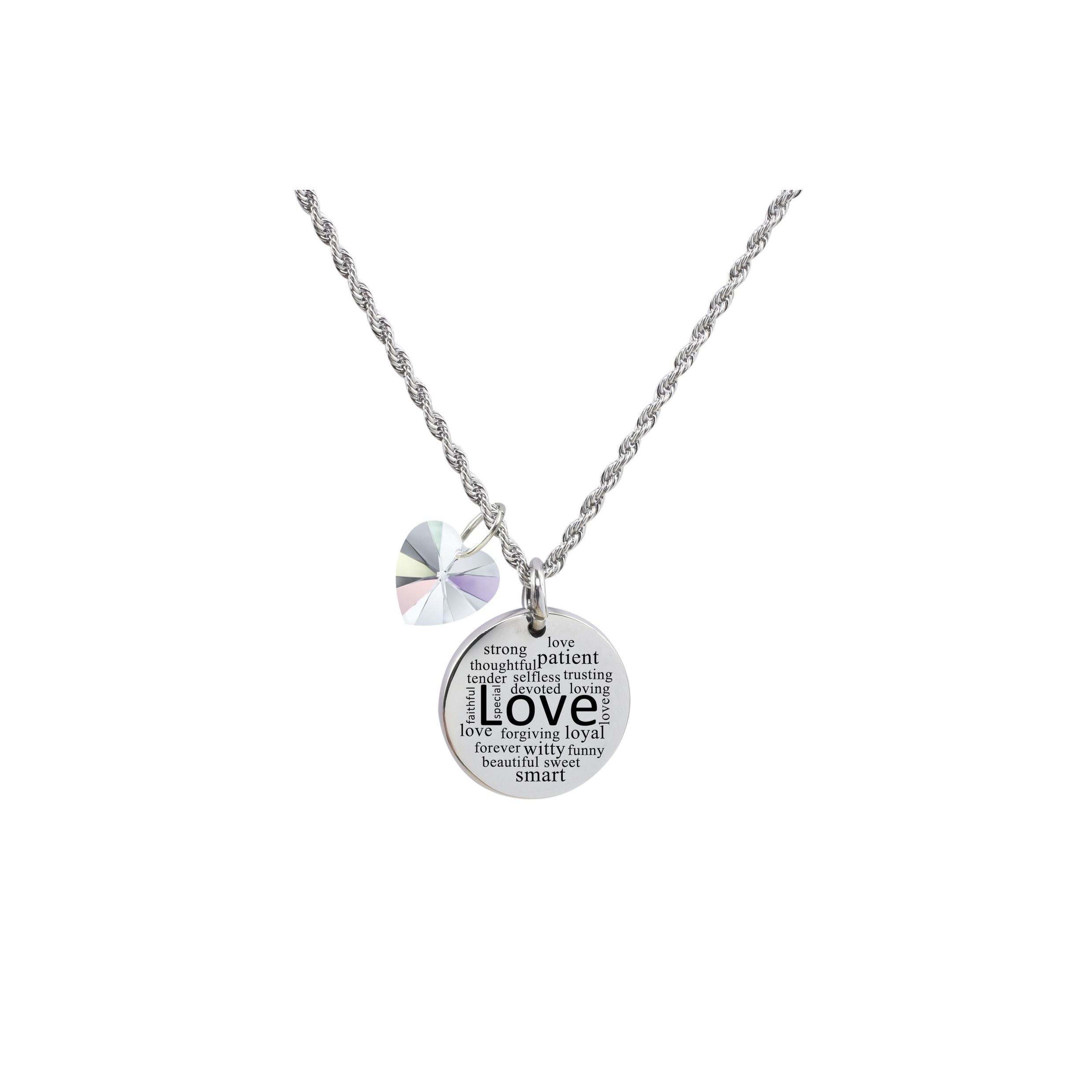 ge Necklace with Crystals from Swarovski by Pink Box Love Silver