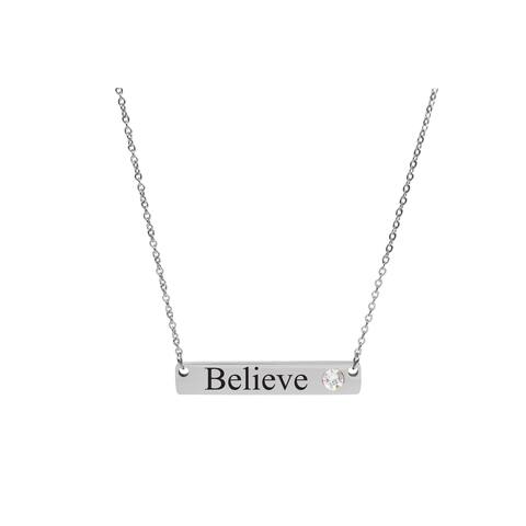 Necklace Made with Swarovski Crystals by Pink Box BELIEVE SILVER