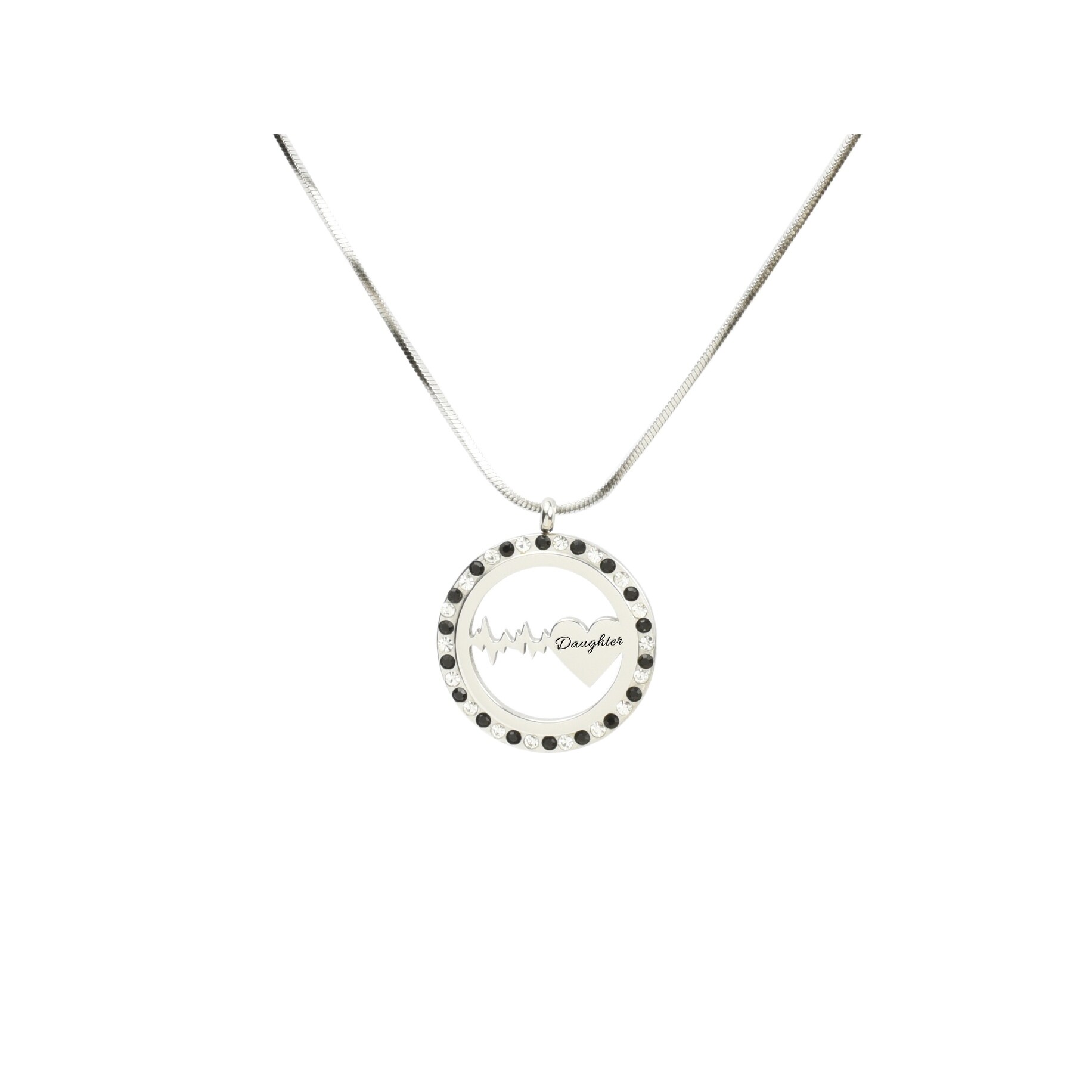 Heartbeat Pendant Necklace with Cubic Zirconia Daughter Daughter