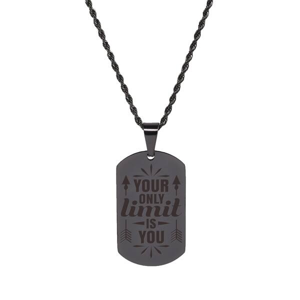 Shop Solid Stainless Steel Inspirational Tag Necklace In Black By