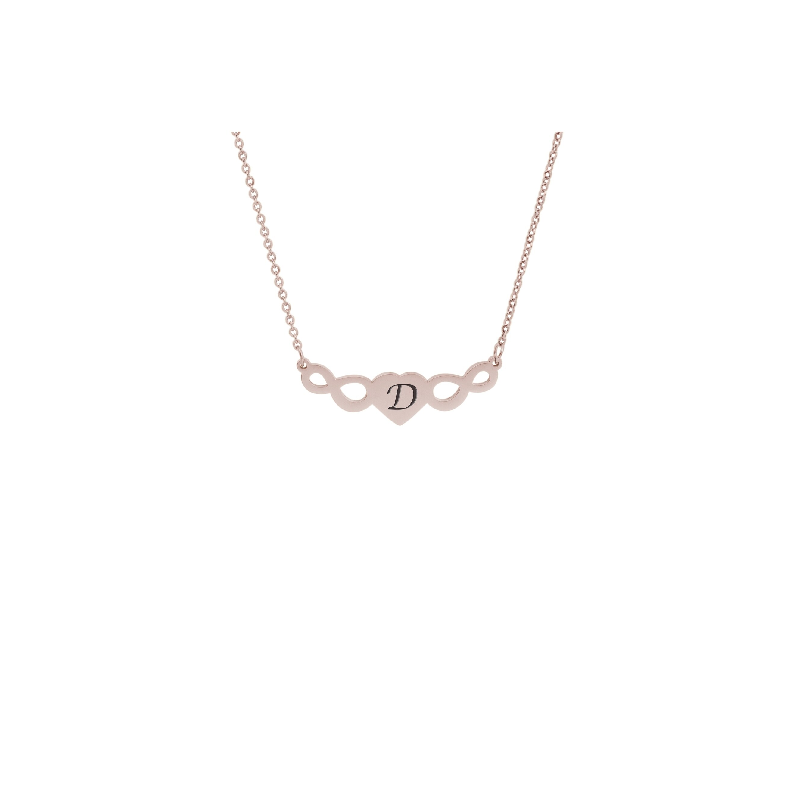 rose gold heart initial necklace