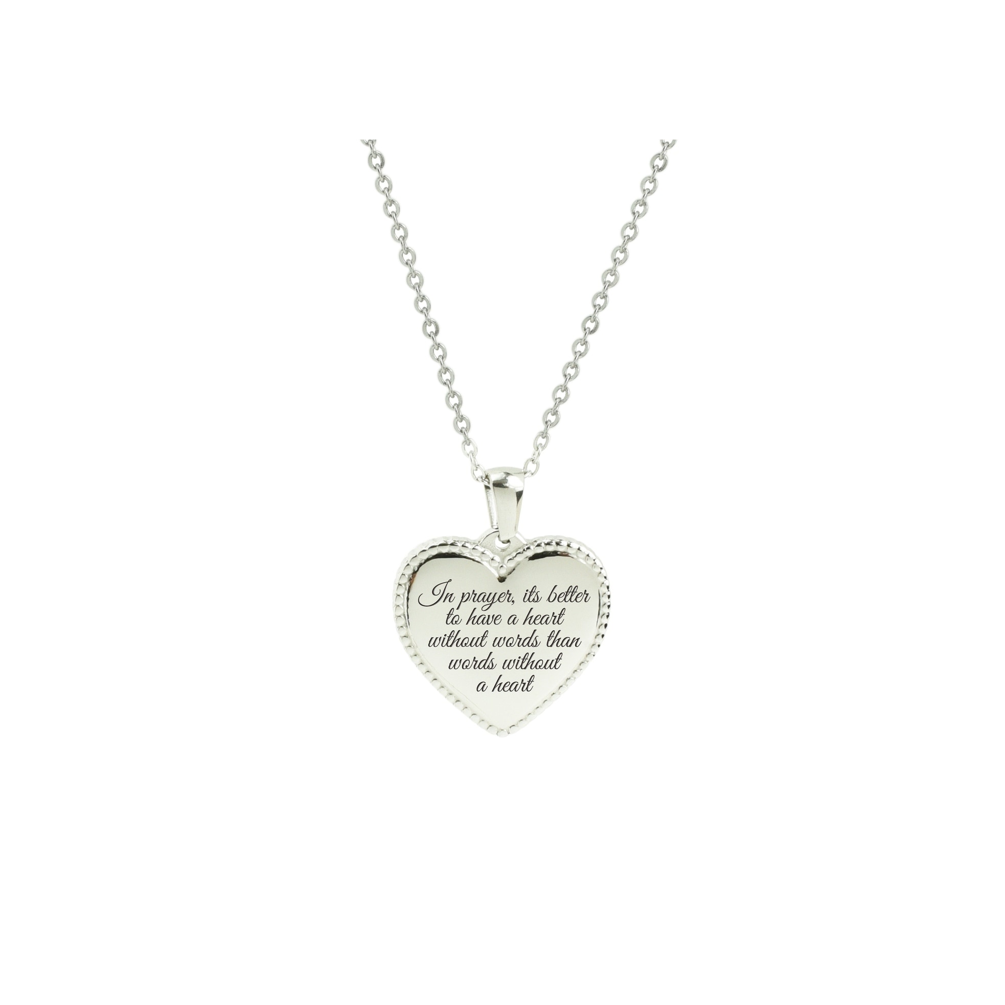 Prayer Pink Box Bezeled Heart Inspiration Necklace Gold