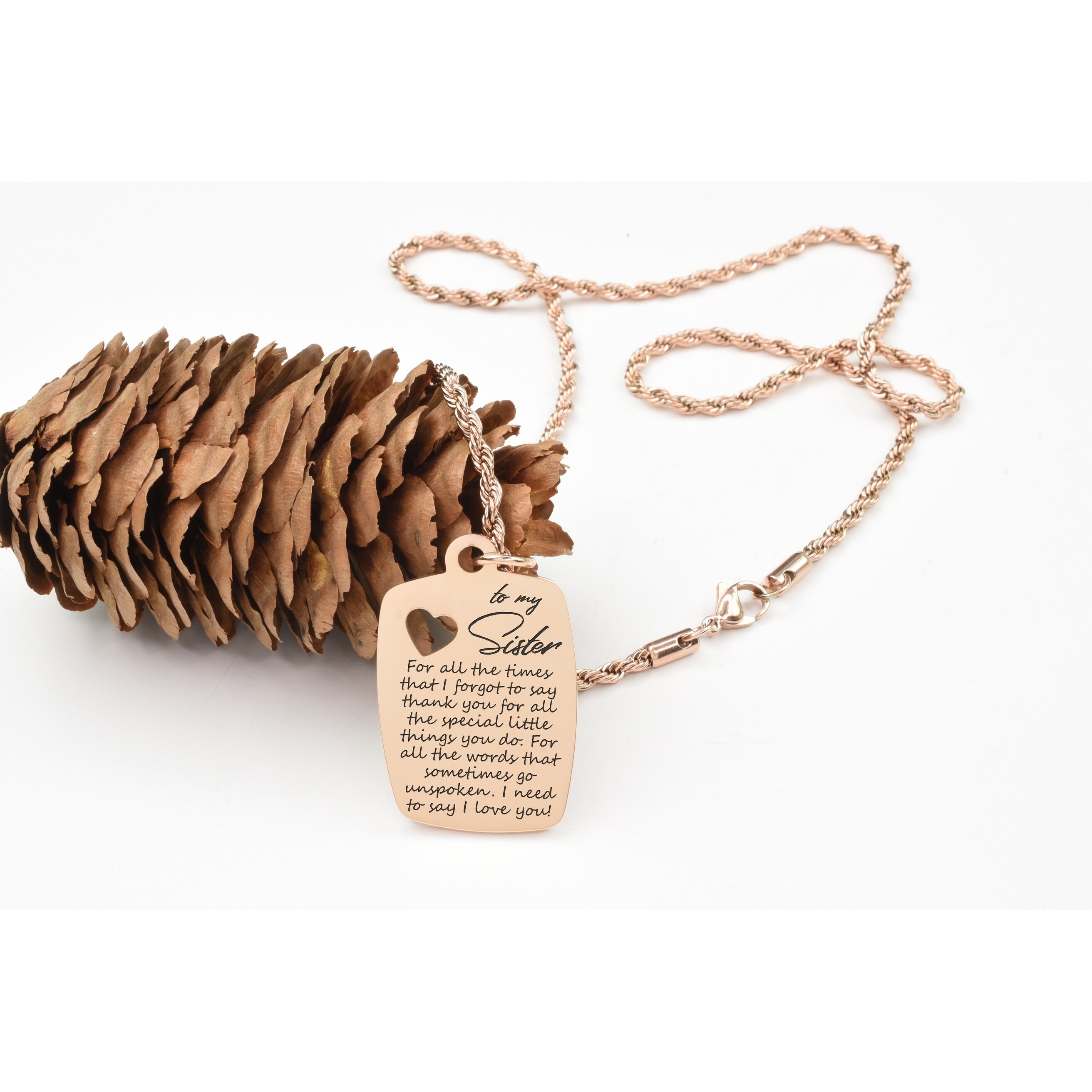 rose gold sister necklace