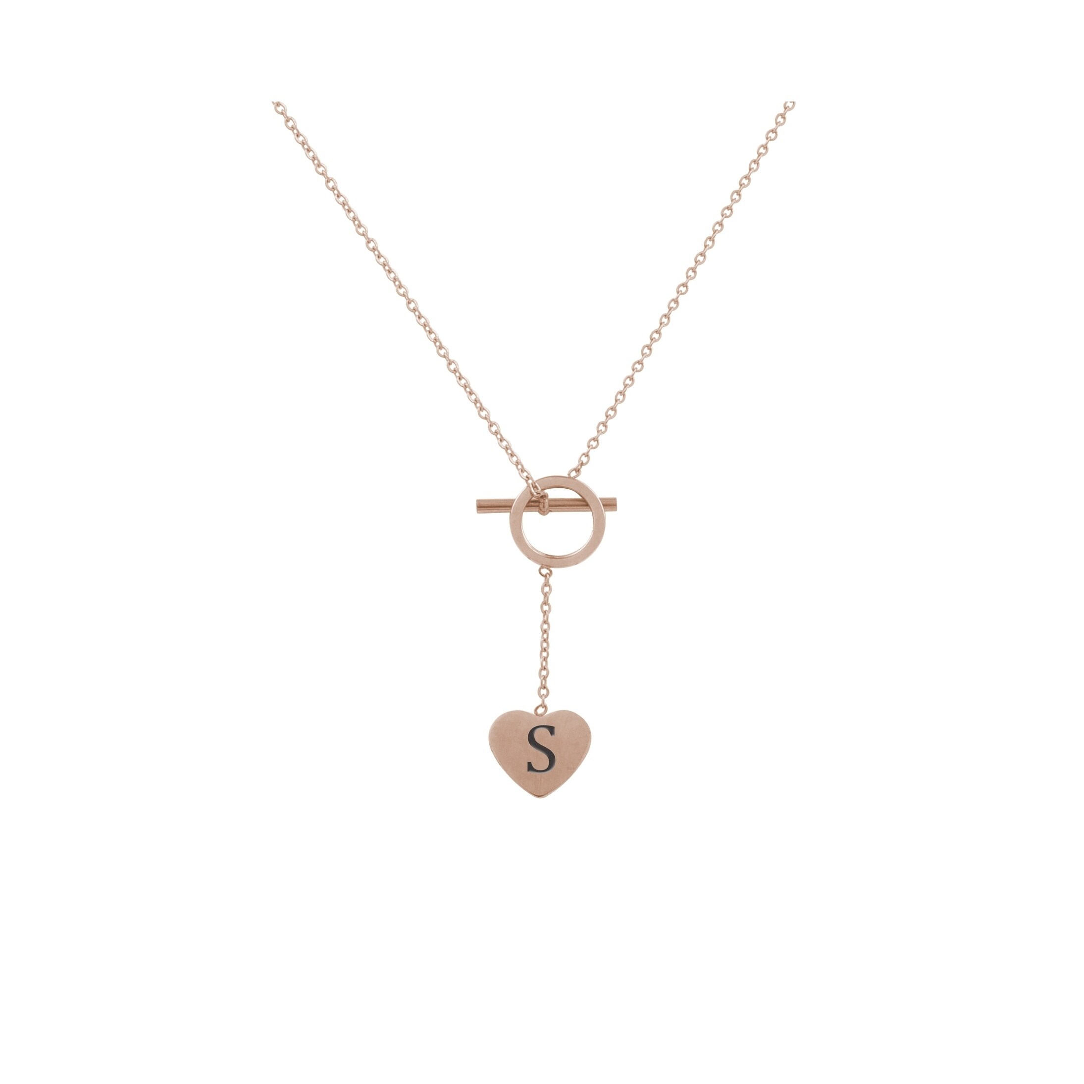 rose gold heart initial necklace