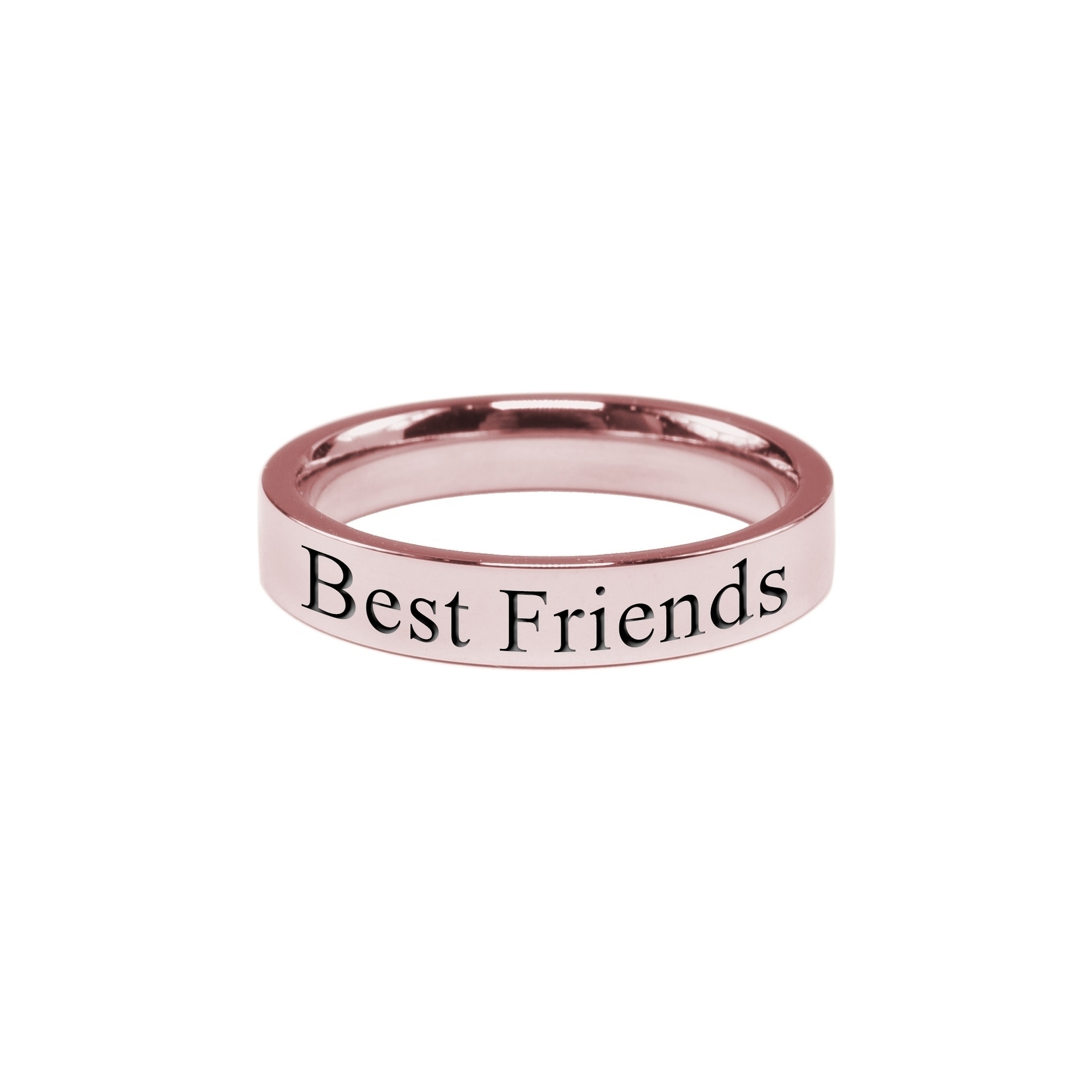 Comfort Fit Stackable Inspirational Band by Pink Box Best Friends Rose Gold 5