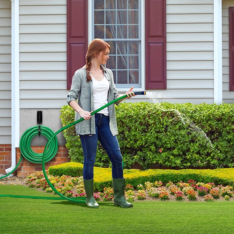 Sorbus Garden Hose Holder, Wall Mounted Black - 8.5
