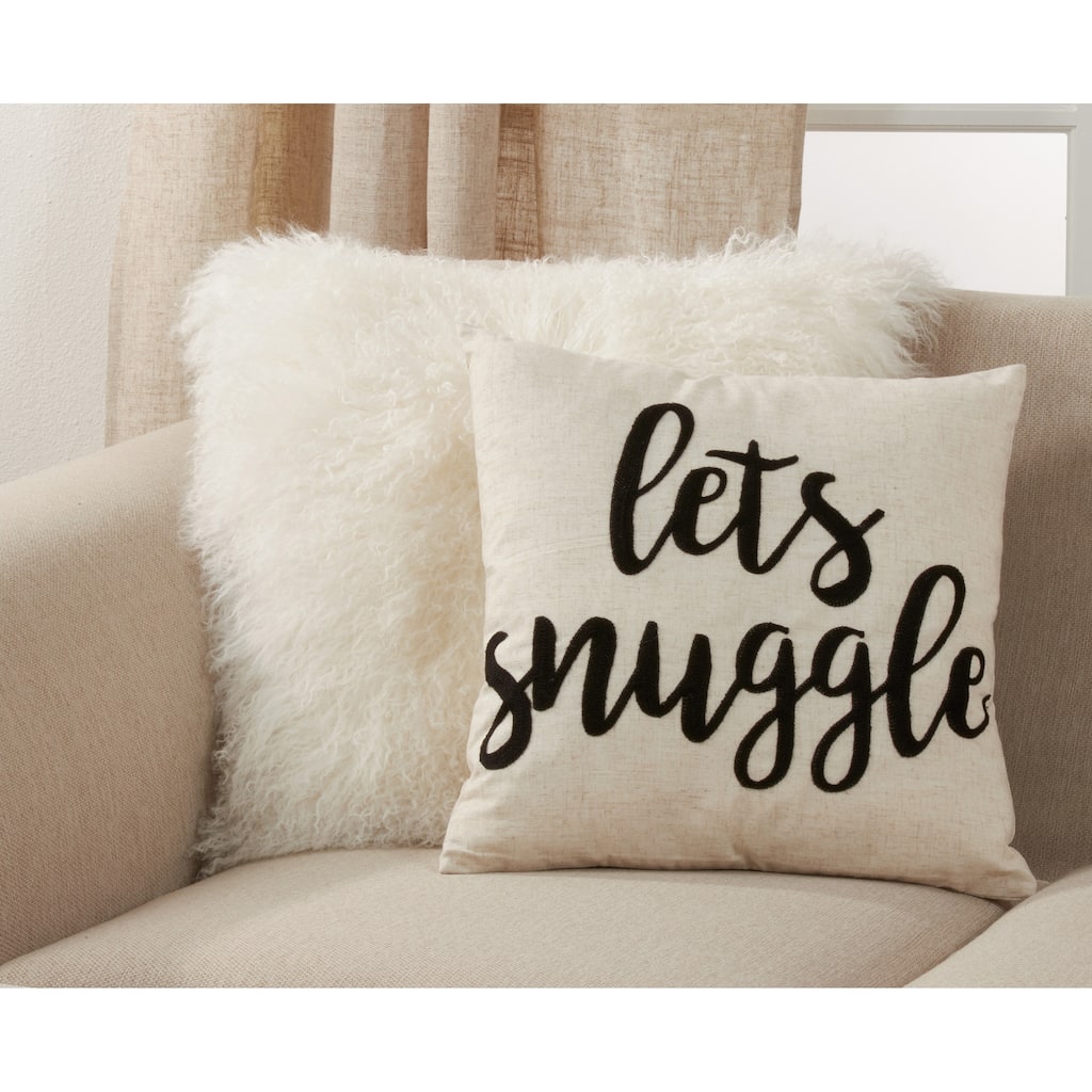 Embroidered Let's Snuggle Pillow