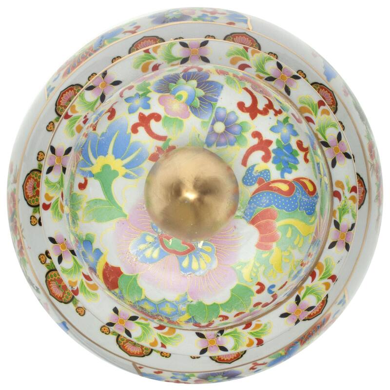 Handmade 18" Satsuma Birds and Flowers Porcelain Temple Jar