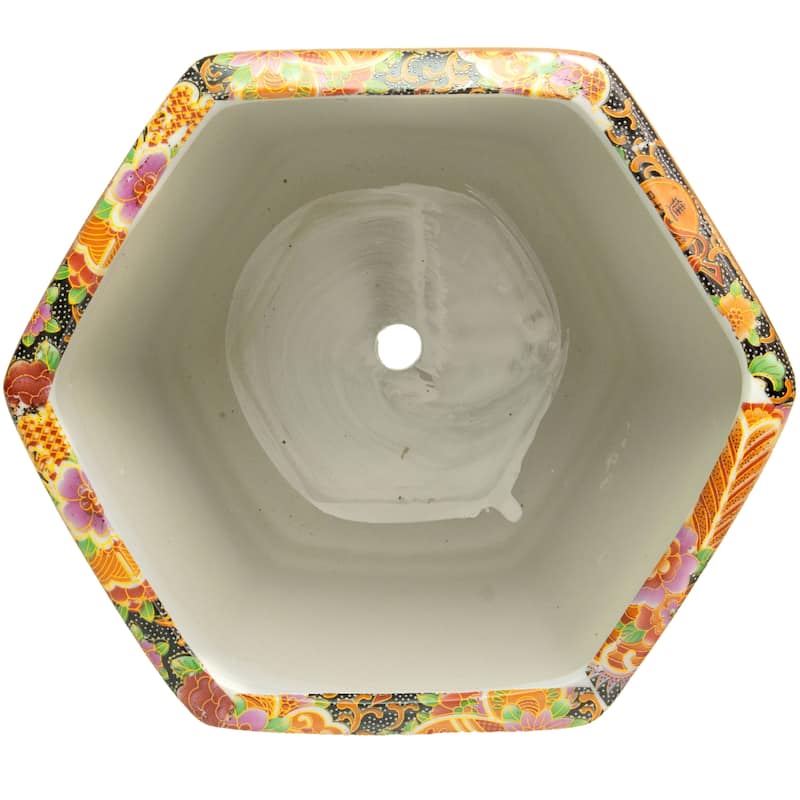 Handmade 10" Satsuma Peacock Porcelain Flower Pot