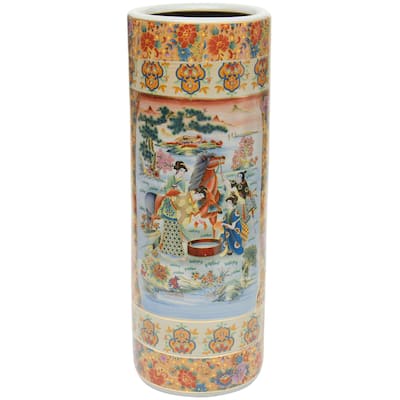 Handmade 24" Horse in Meadow Porcelain Umbrella Stand