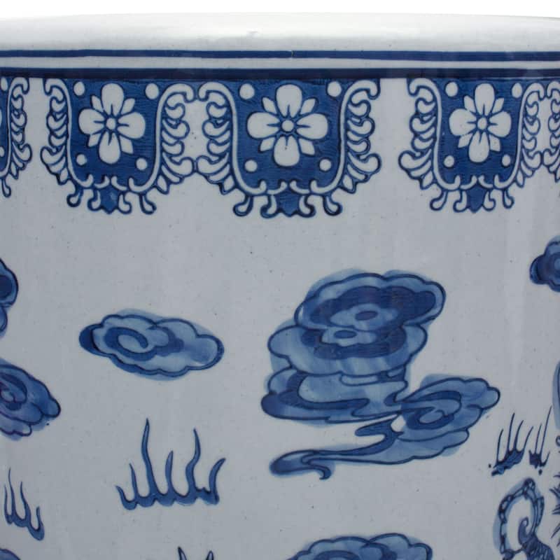Handmade 24" Dragon Blue and White Porcelain Umbrella Stand