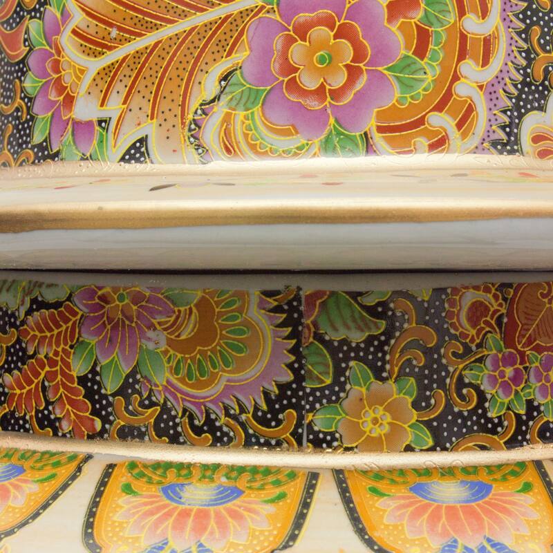 Handmade 24" Satsuma Peacock Porcelain Temple Jar