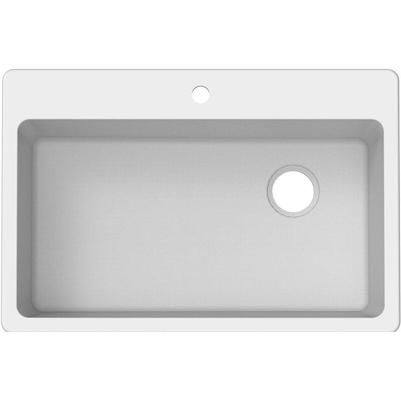 Winpro Granite Composite 33" (W) x 22" (L) x 9-1/2" (H) Single Bowl Dual Mount Sink - White