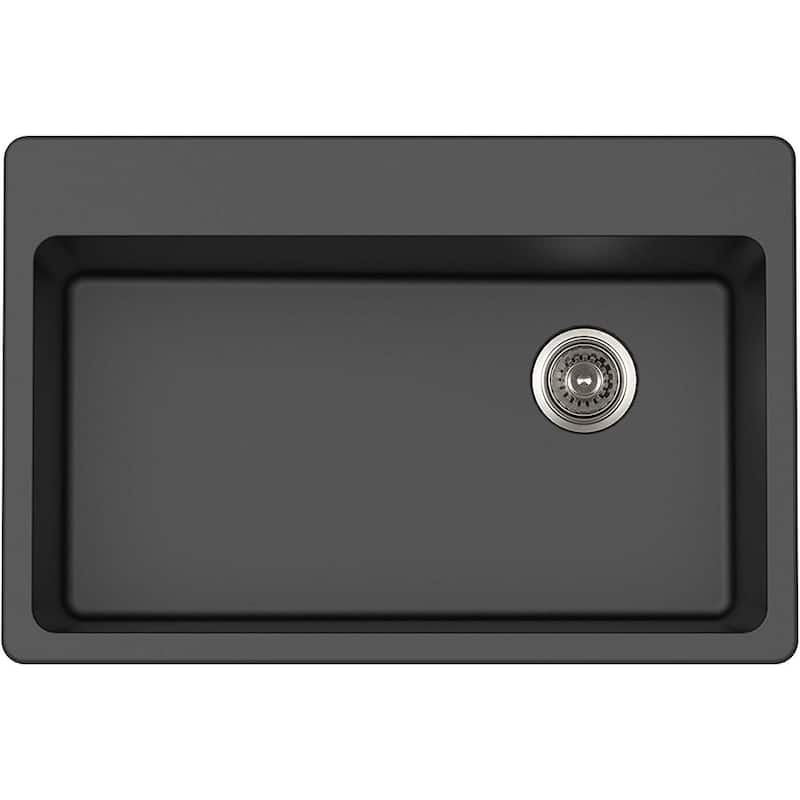 Winpro Granite Composite 33" (W) x 22" (L) x 9-1/2" (H) Single Bowl Dual Mount Sink - Black