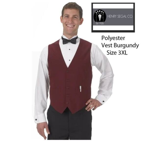 slide 1 of 1, Men's Formal/Catering Vest Size XL Burgundy