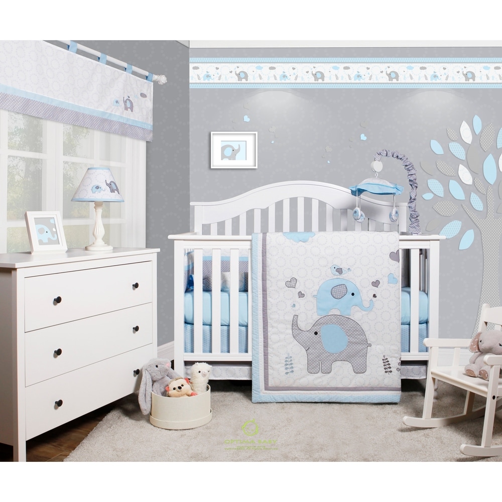 baby boy elephant crib set