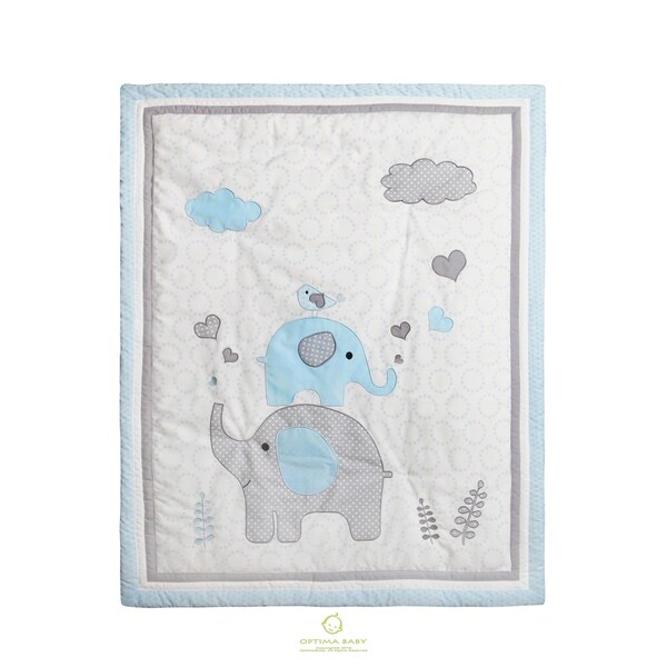 geenny optimababy blue grey elephant 6 piece baby nursery crib bedding set
