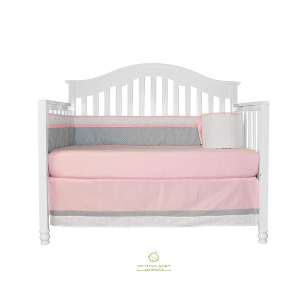 pink grey elephant baby bedding