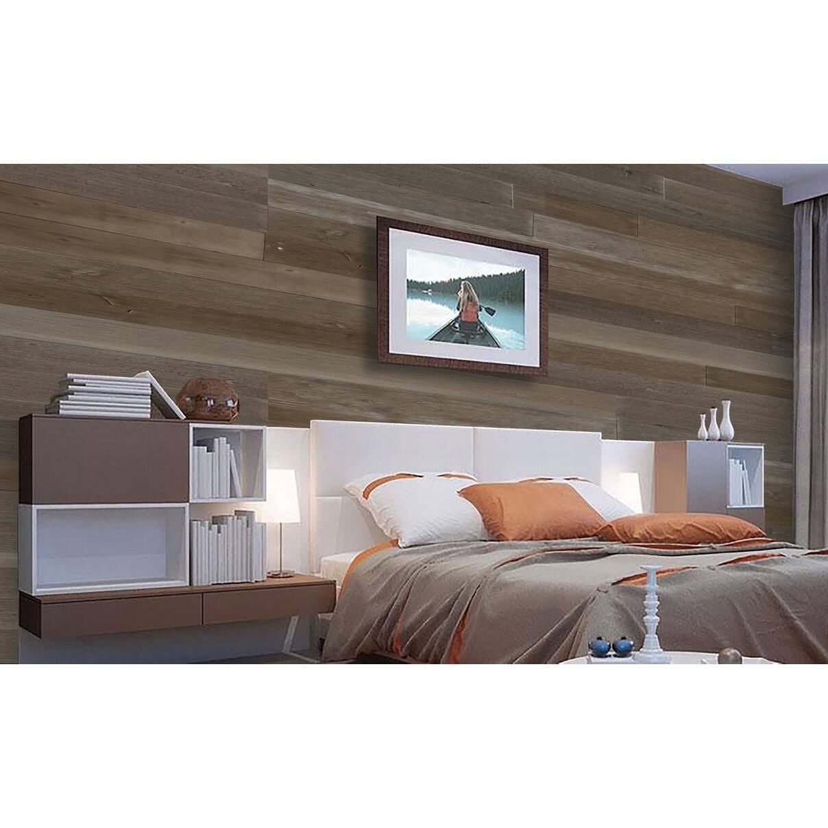 5" W x 48" L Reclaimed Peel & Stick Solid Wood Wall Paneling 1Box