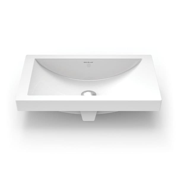 DECOLAV 14107-CWH Breanna Semi-Recessed Rectangular Lavatory Sink with Overflow White