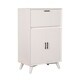 Flynn Large Wood Bar Cabinet with Drop Down Tray in White - N/A ...