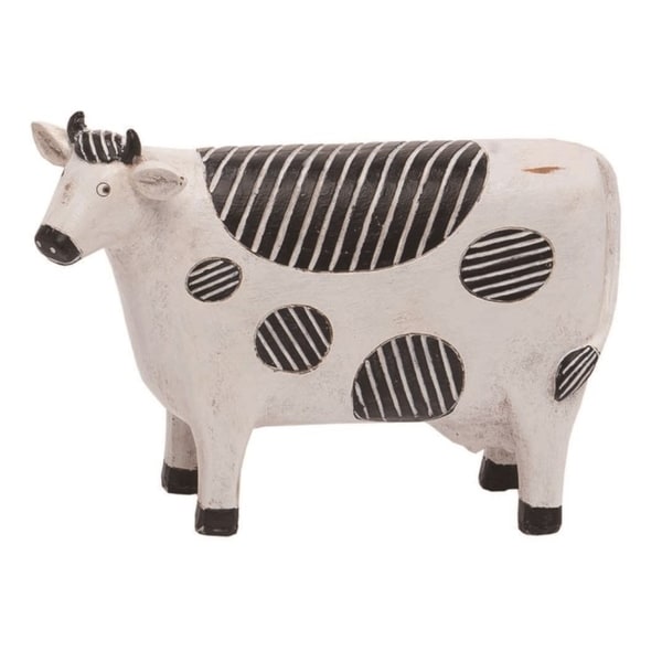 Transpac Resin 9 in. White Spring Pop Art Cow Farm Figurine