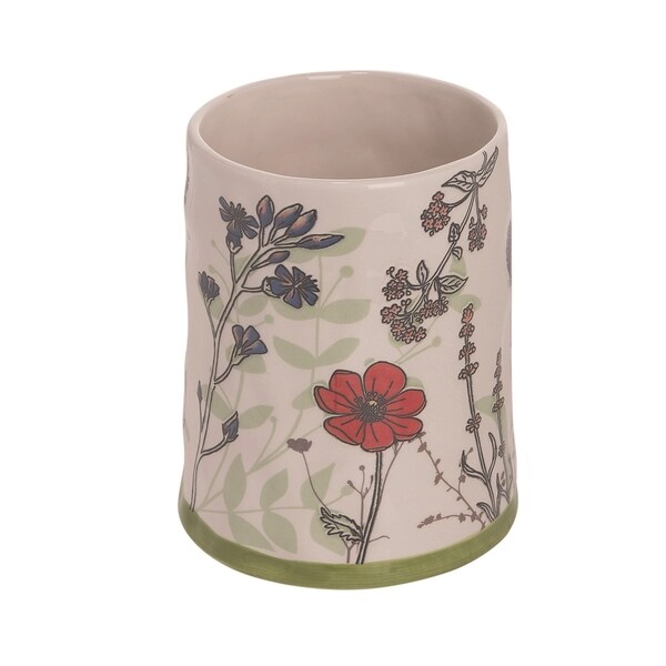 Transpac Dolomite 7 in. Multicolor Spring Pressed Floral Print Utensil Holder