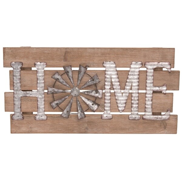 Transpac Wood 19 in. Brown Spring Home Windmill Wall Décor