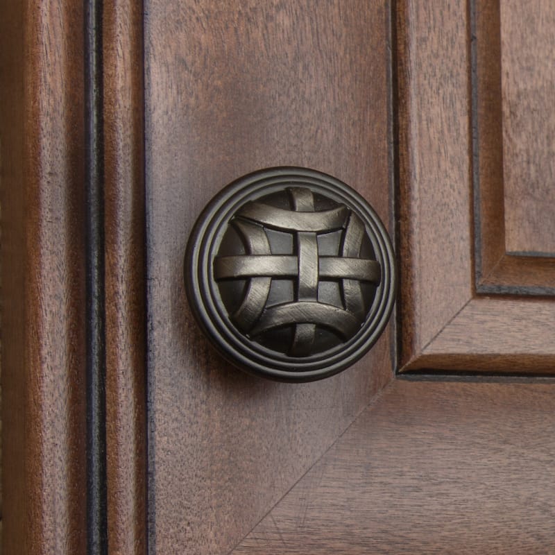 GlideRite 5-Pack 1-1/4 in. Satin Pewter Round Braided Cabinet Knobs - Satin Pewter