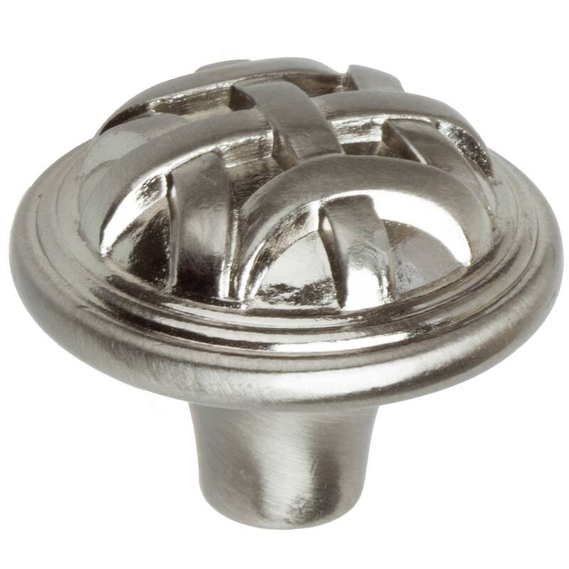 GlideRite 5-Pack 1-1/4 in. Satin Nickel Round Braided Cabinet Knobs - Satin Nickel