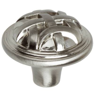 GlideRite 5-Pack 1-1/4 in. Satin Nickel Round Braided Cabinet Knobs - Satin Nickel
