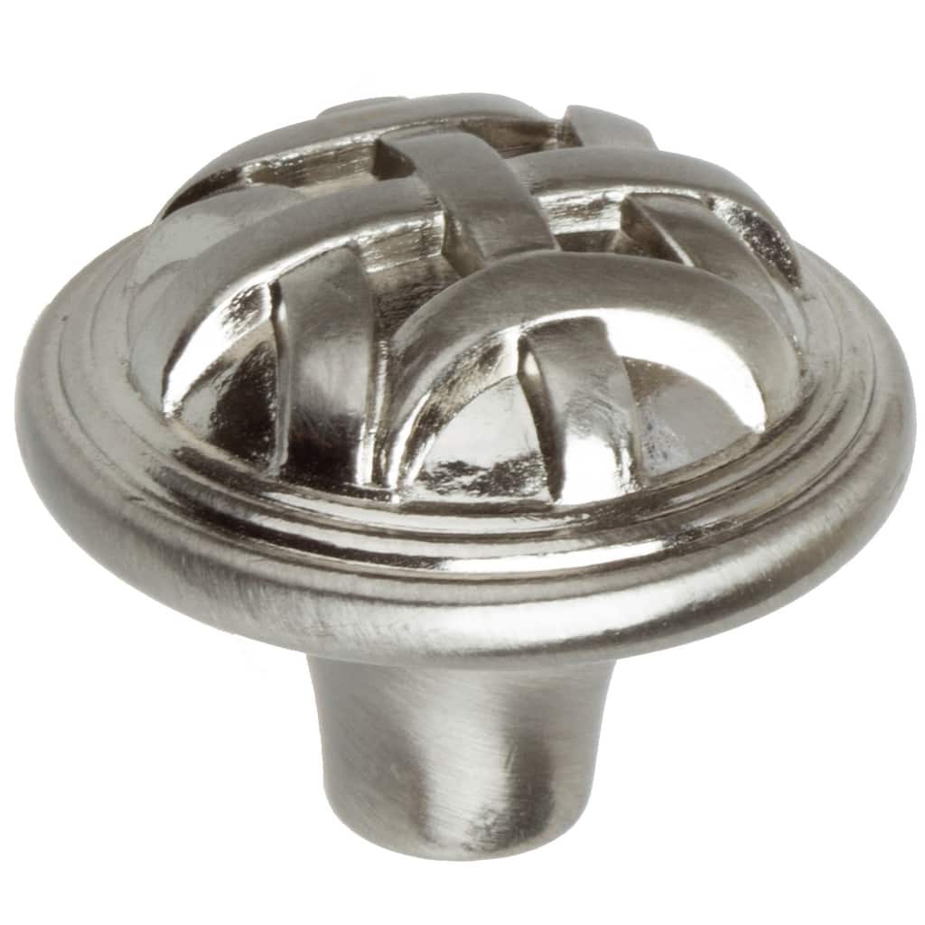 GlideRite 5-Pack 1-1/4 in. Satin Nickel Round Braided Cabinet Knobs - Satin Nickel