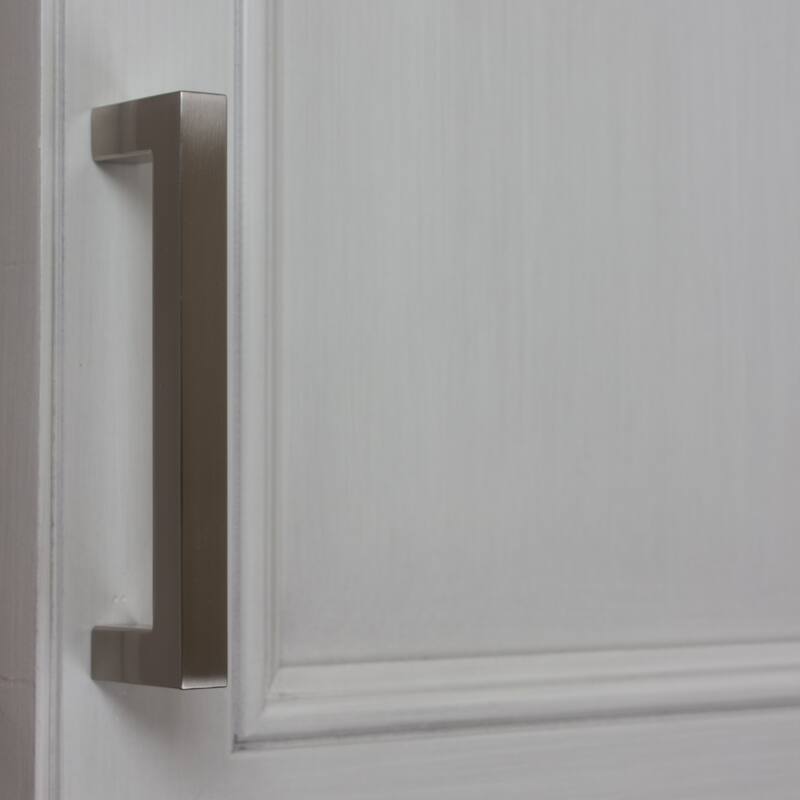 GlideRite 5-Pack 3-3/4 in. CC Satin Nickel Square Cabinet Bar Pulls - Satin Nickel
