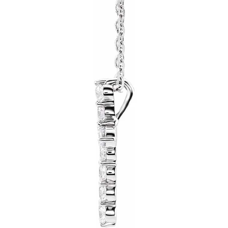 1/4 Ct Diamond Cross 14k White Gold Pendant Necklace